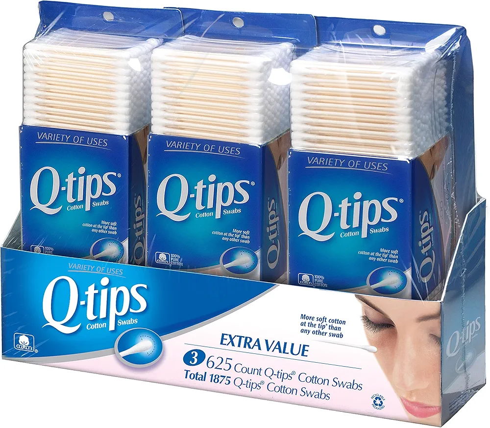Q-tips Cotton Swabs, Club Pack 1875 ct(Pack of 3)