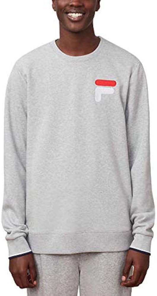 Fila Men's French Terry Crew Neck Sweatshirt (Gray, X-Large)