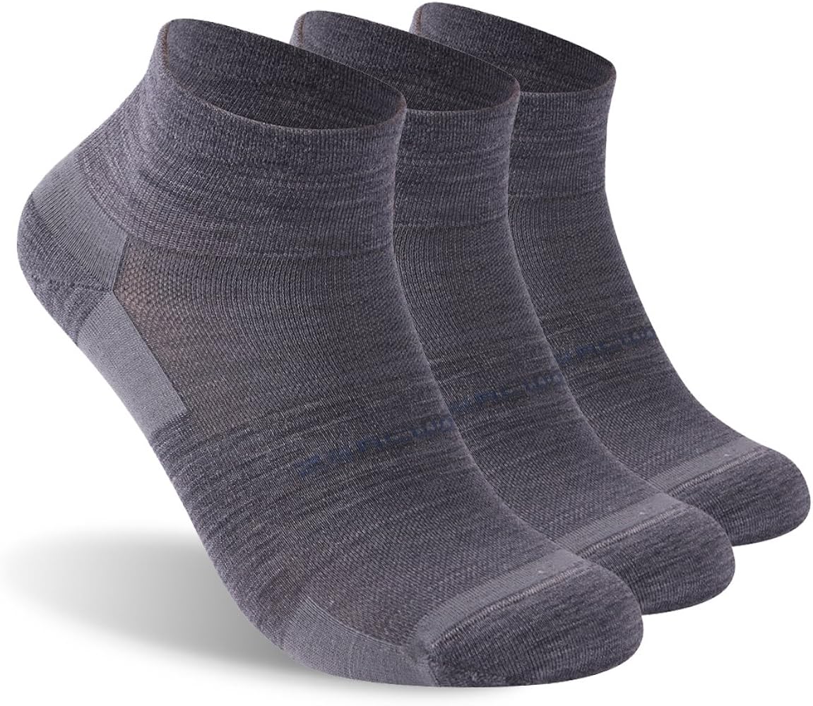 Athletic Running Socks, ZEALWOOD Unisex Merino Wool Anti-blister Cushion Hiking Socks,1/3 Pairs