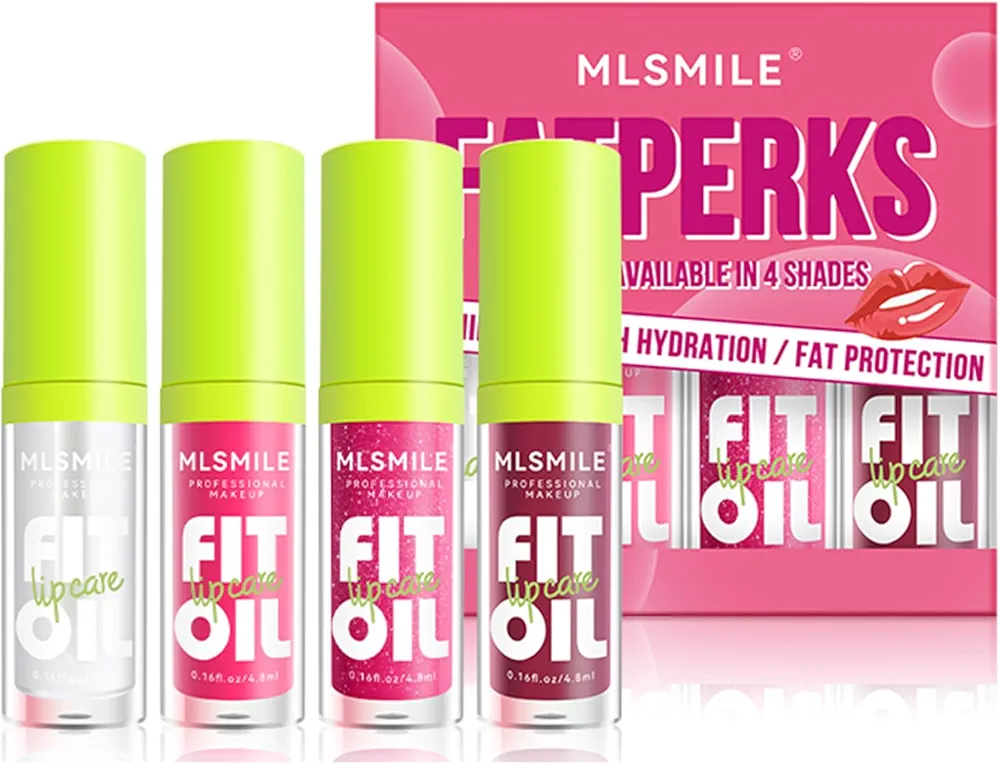 Lip Gloss,4Pcs Plumping Lip Oil, High Shine,Crystal Jelly Lipsticks, 12 Hours Hydrating, Non-Sticky, Tinted Lip Oil Lip Tint