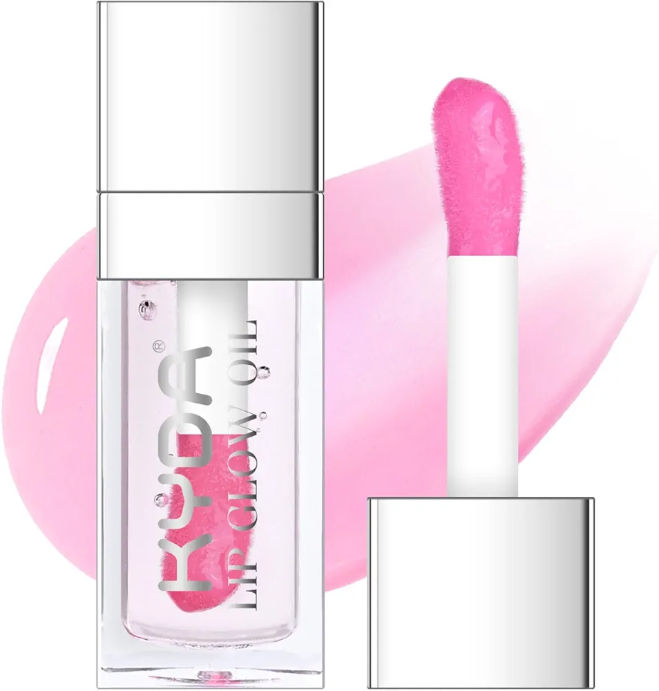 Magic Color Changing Lip Oil, Ph Temperture Change Hydrating Plumping Moisturizing Lip Oil Gloss, Smooth Lip Lines Plump Lip,Transparent Plumping Clear Glossy Balm Care 0.2Fl oz #Clear To Pink