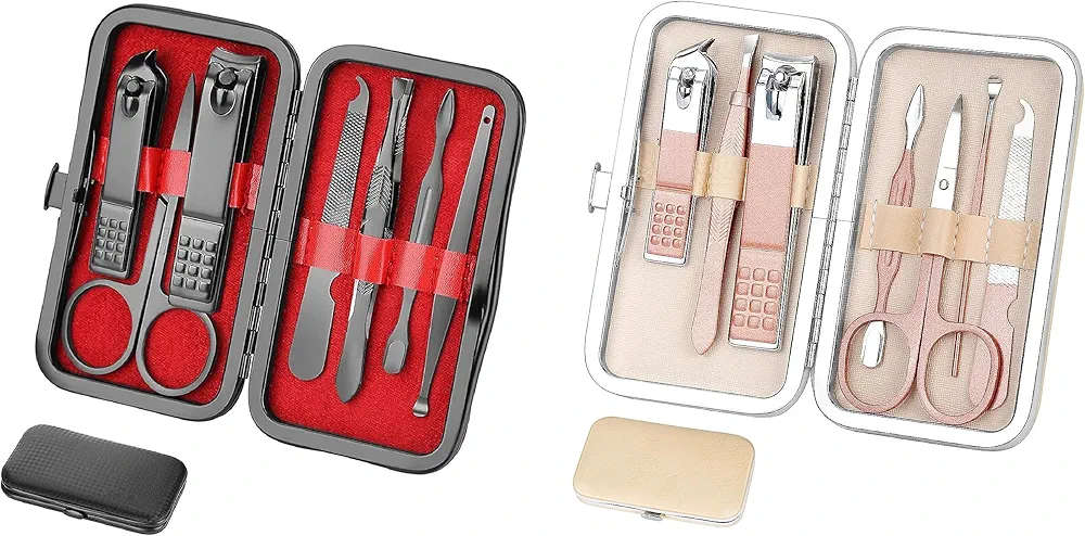 8Pcs Manicure Set Nail Clipper Set Travel Manicure Nail Care Kit Grooming Kit Small Gift for Men and Women