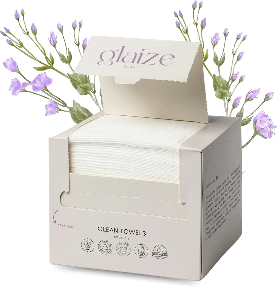 Clean Towels XL, For Sensitive Skin, 100% Biodegradable, Dermatologist Approved, Clinically Tested Face Towels, Makeup Remover, Dry Wipes, Ultra Soft Premium Viscose, 50 Ct, 1 Pack