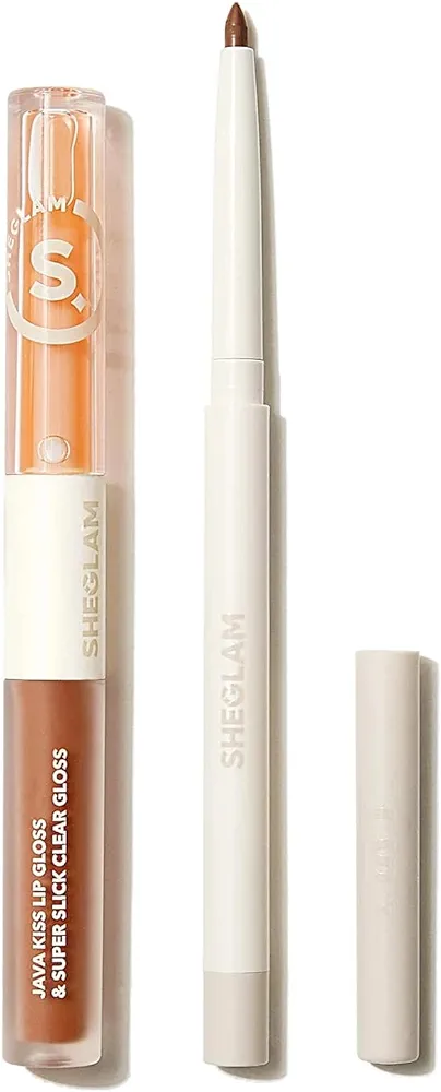 SHEGLAM Soft 90'S Glam 3-In-1 Lip Liner Moisturizing Plant Extracts Long Lasting Liquid Lipstick Plumping Lip Gloss Makeup Set - Moody Taupe