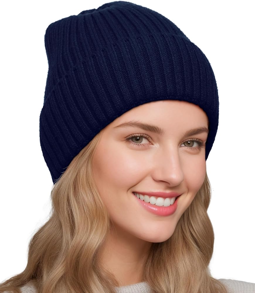 Satin Lined Beanie for Women Men, Womens Silk Lined Beanies, Wool Knit Cuffed Warm Winter Hats Skull Cap