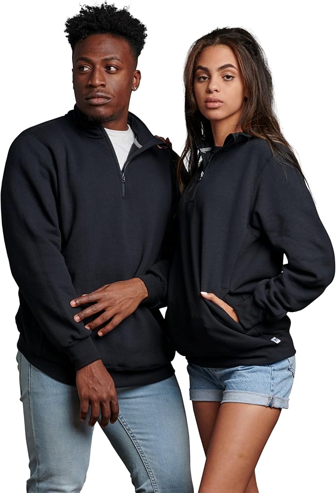 Russell Athletic Men's Dri Power Fleece Quarter Zip, Moisture Wicking, Cotton Blend, Relaxed Fit, Sizes S-4x