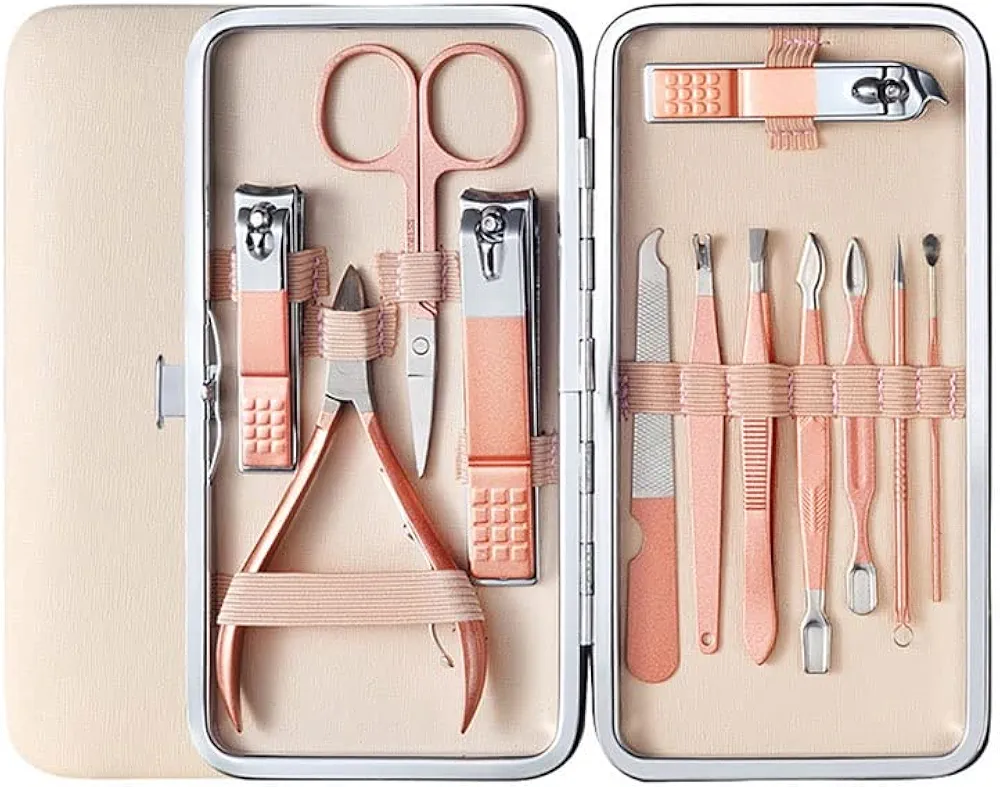 Toenail Clippers Nail Clippers Set Manicure Set Personal Care Set Professional Pedicure Set Beauty Set Tools for Friends and Relatives (Rose Gold) Nail Clipper Set (Size : 10-Piece Set) ()
