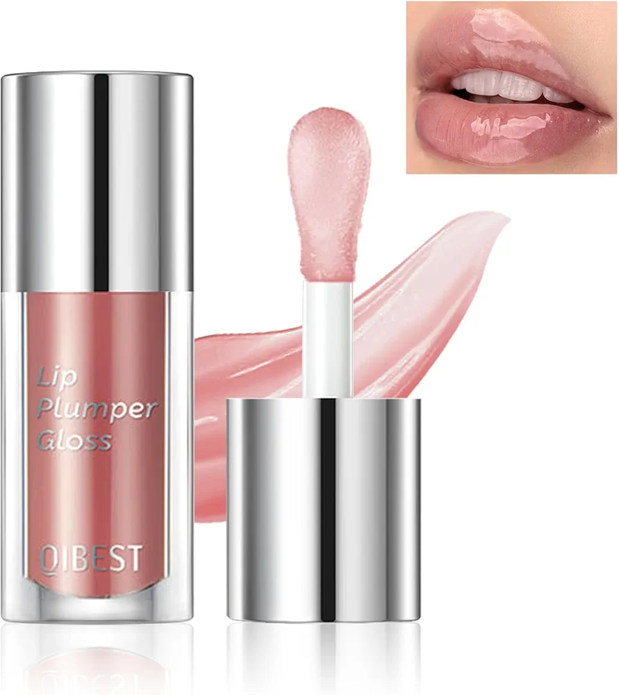 Korean Clear Lip Oil Tinted Lip Plumper Gloss for Women Big Brush Head Hydrating Lip Glow Oil for Lip Care and Dry Lips - 05 Smoke Gray Pink