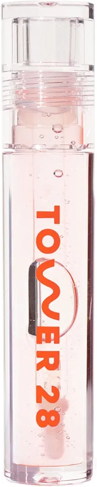 Tower 28 ShineOn Lip Jelly, CHILL, Non-Sticky, Hydrating Vegan Lip Gloss in Clear, Moisturizing Apricot and Raspberry Seed Oil, Clean, Cruelty Free