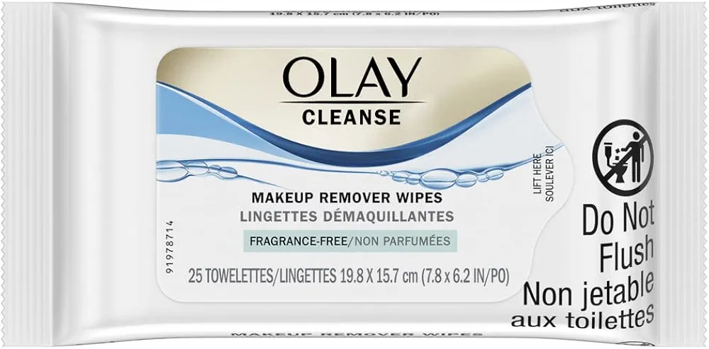 Olay Cleanse Makeup Remover Wipes, Fragrance Free, 25 count