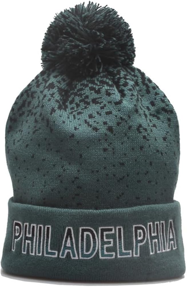City Beanie Knit Hat with Pom Football Team Beanie with City Name Winter Hat Cuffed Stylish Fans Beanie Cap