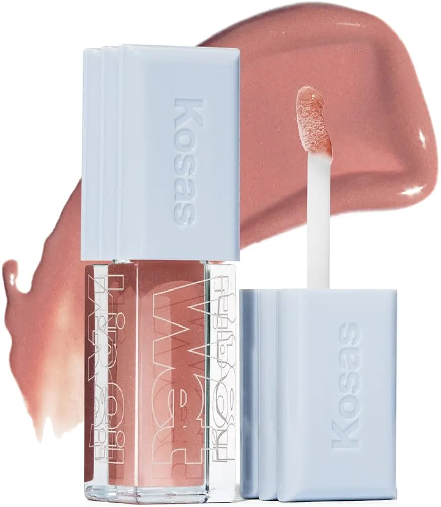 Kosas Wet Lip Oil Gloss - Hydrating Lip Plumping Treatment with Hyaluronic Acid & Peptides, Non-Sticky Finish (Unhooked)