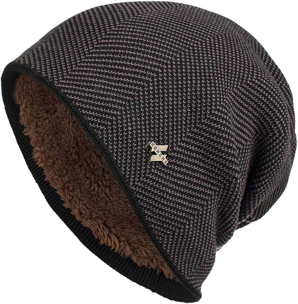 Unisex Sky Madrid Knitted Wool Beanie Winter Hat for Cold Fleece Line Beanie Warm Thermal Skull Caps for Men Women
