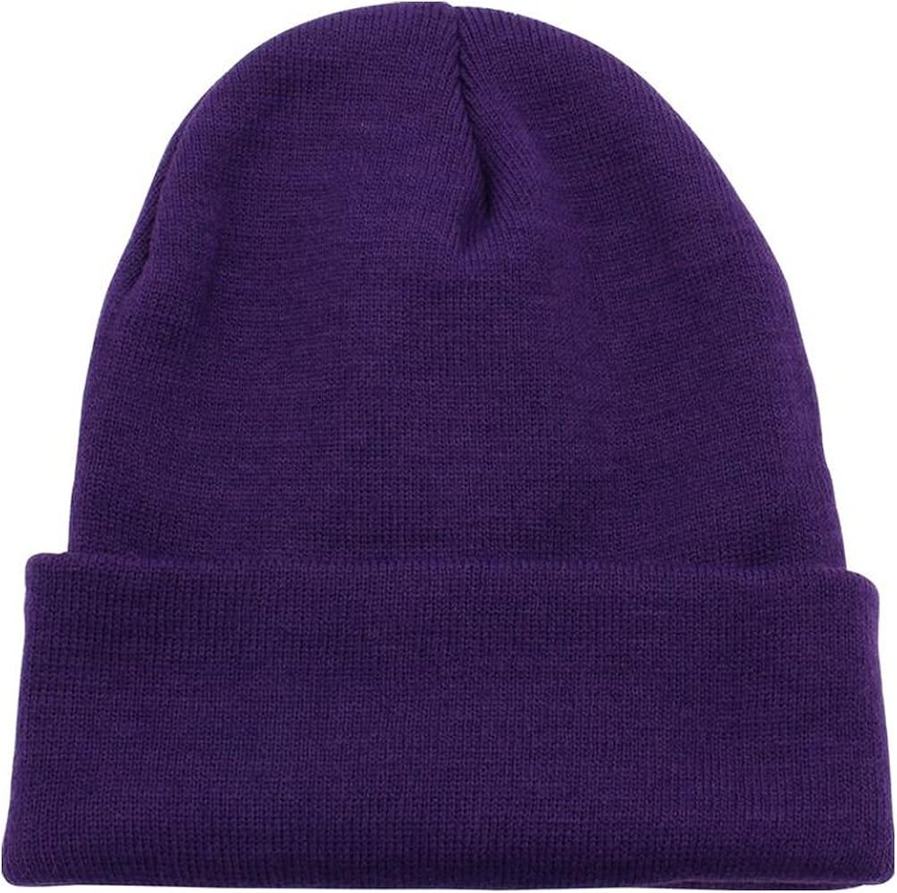 (More Colors) Unisex Men Women Youth Skull Ski Folded Beanie Plain Toboggan Cap Knit Hat