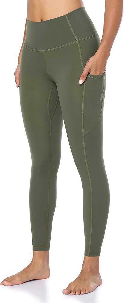 YUNOGA Women's High Waist Buttery Soft Athletic Yoga Pants 25" Inseam Leggings with Pockets