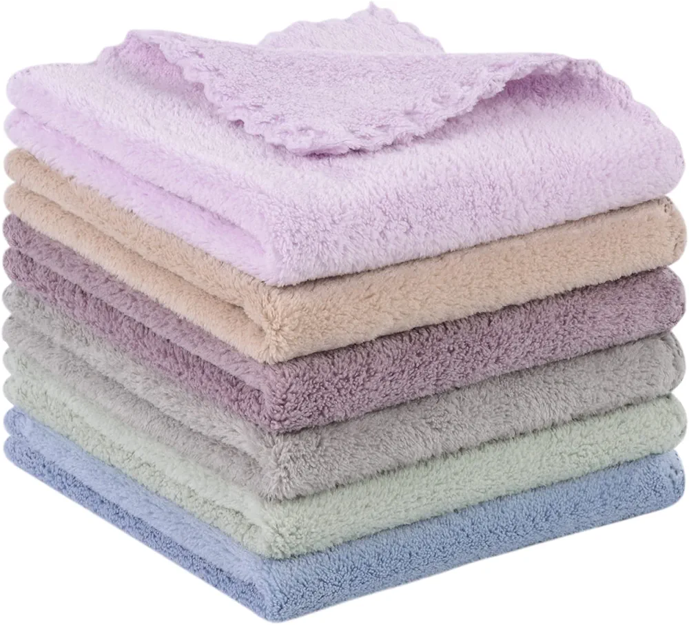 SUNLAND Microfiber Face Cloth Reusable Makeup Remover Facial Cleansing Towel Ultra Soft Face Washcloth 12inchx12inch 6 Pack Multicolor