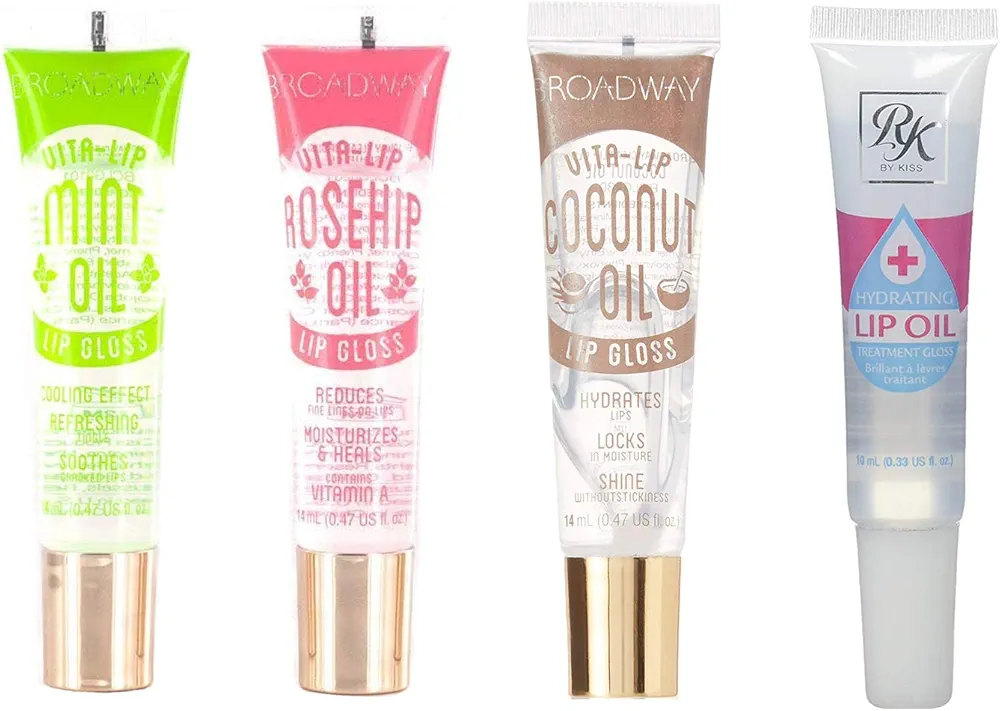 Ruby Kisses Hydrating Lip Oil & Broadway Vita-Lip Clear Lip Gloss (4 PACK)