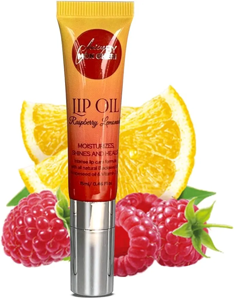 Lip Oil made with Black seed, Grapeseed and Vitamin E Oils Juicy By Mon Cheri (Raspberry Lemonade) healing gloss all natural