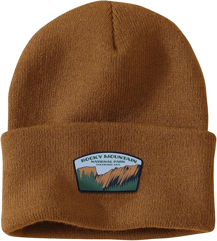 Carhartt Men's 106884 Knit Cuffed Rocky Mountain National Park Patch Beanie