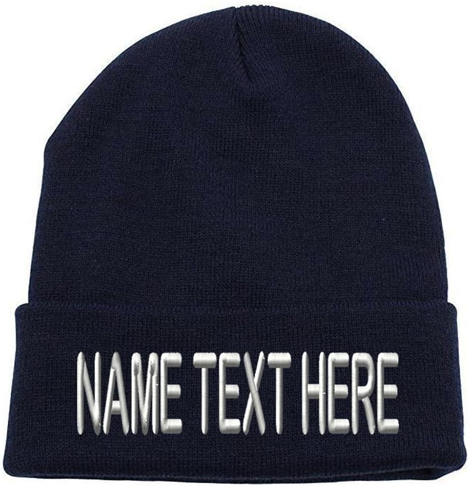 Custom Embroidery Personalized Name Text Ski Toboggan Knit Cap Cuffed Beanie Hat
