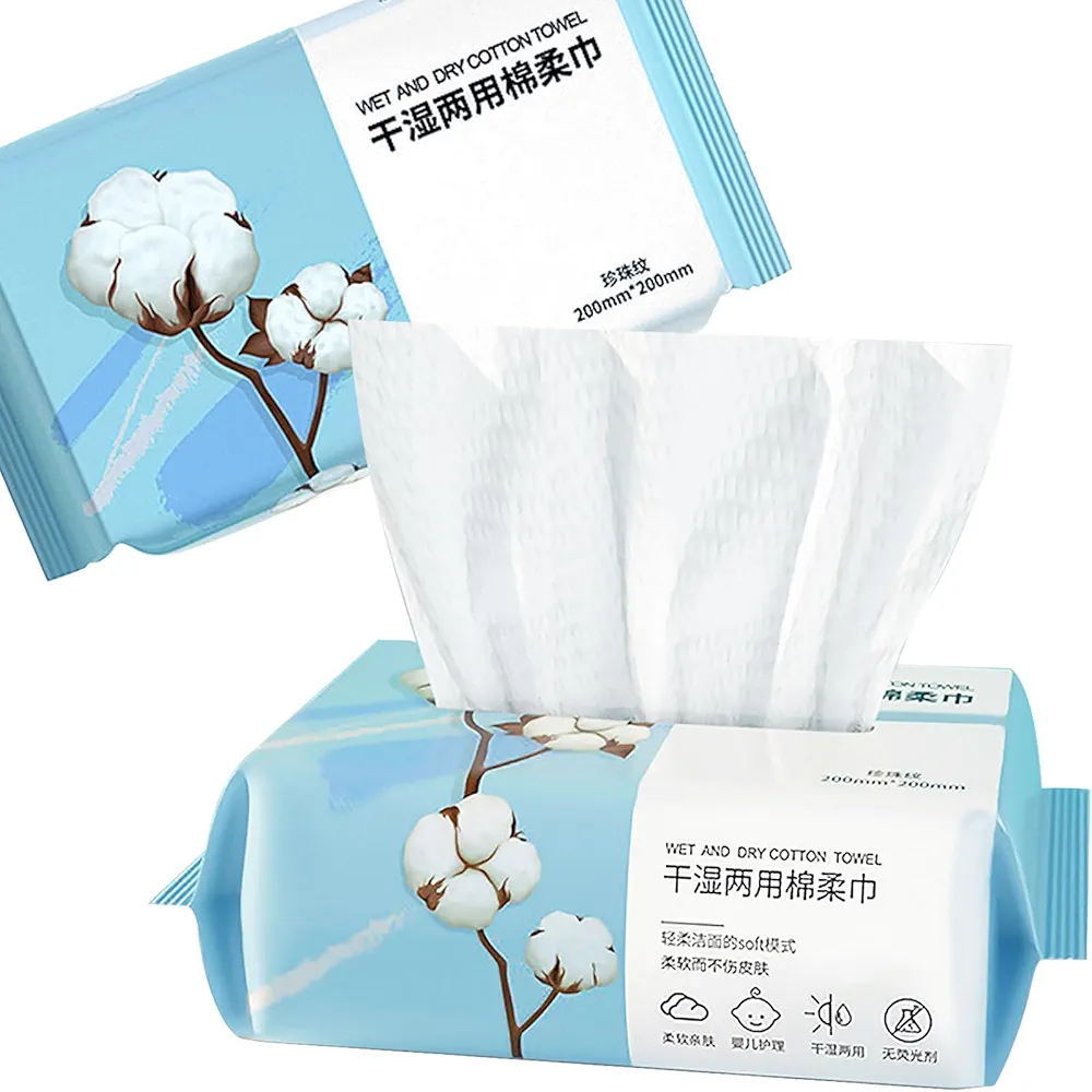 Face Towels Disposable Cotton Facial Clean Towels, 200 Count Soft Dry Facial Tissue, Travel Face Drying Towels for Skin Care, Makeup Remover, Disposable Face Cloths for Washing Face (200 Count)