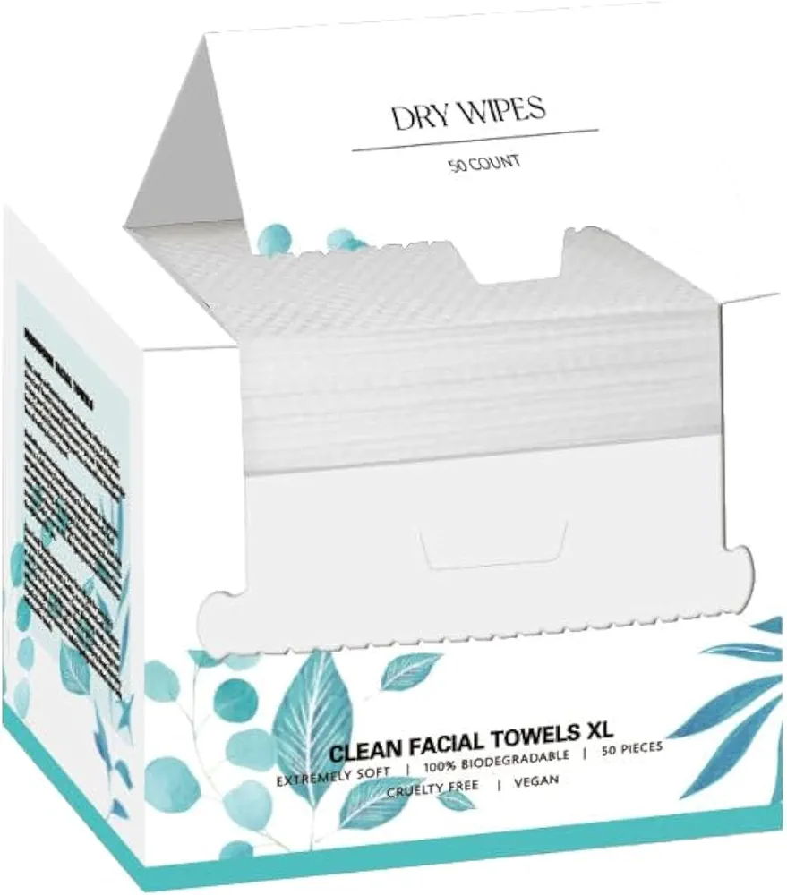 Disposable Face Towel,Clean Facial Towels,Biodegradable,Travel,Makeup Remover-50 Count Extra Thick Soft Large Facial Washcloth Dry Wipes for Sensitive Skin