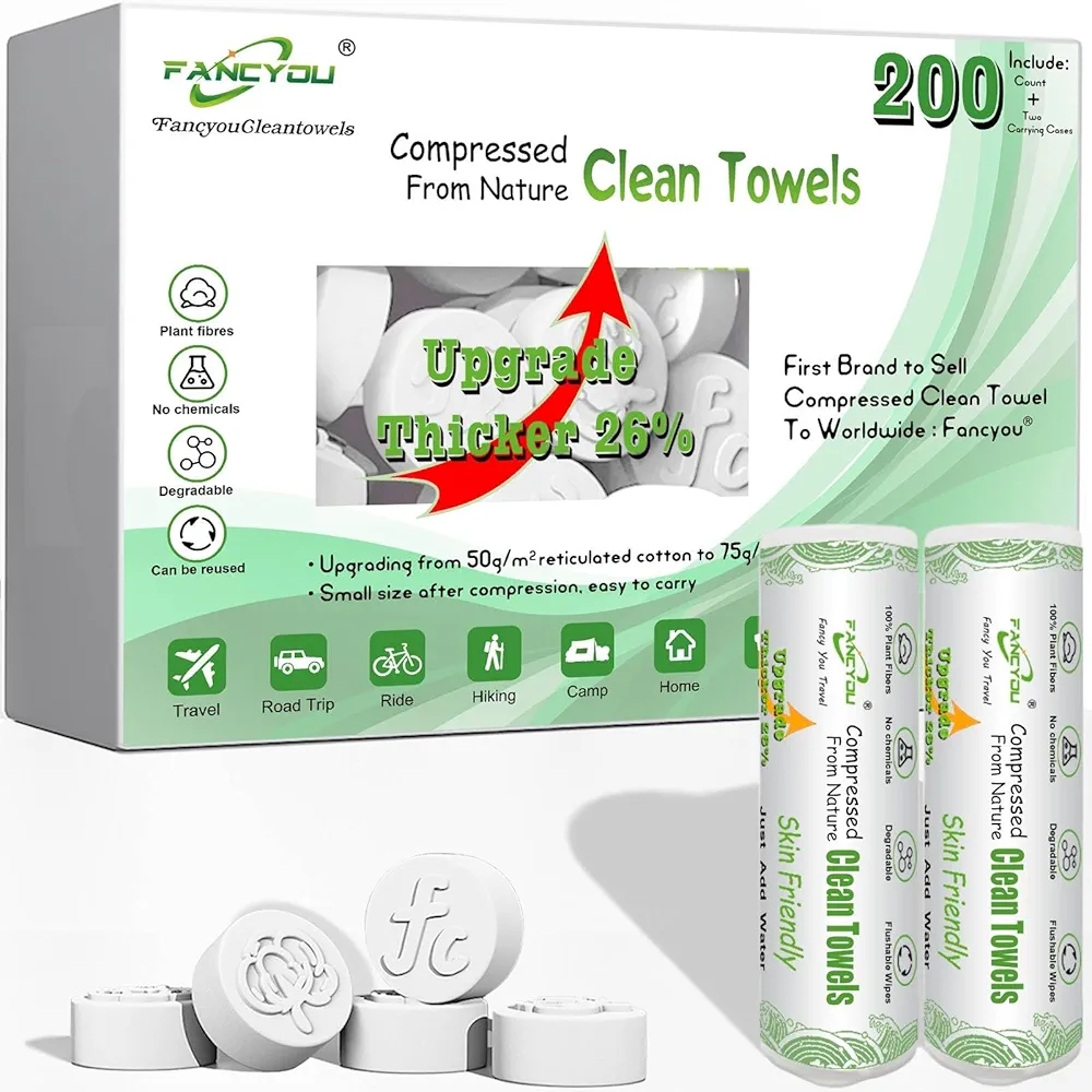 Compressed Towels Tablets,Compact Portable Cotton Wipes Coin Tissues for Mini Travel Essentials(200 PCS Green)