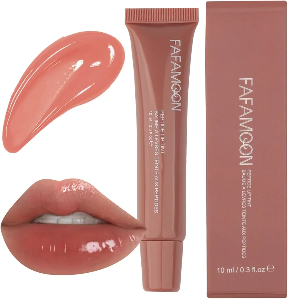 Peptide Infused Lip Oil, Glossy Lip Glow Oil with Nourishmax Jojoba Oil, Hydrating Tinted Lip Oil, Long-Lasting, Waterproof, Revitalizing for Dry Lips. (03# LOVE)