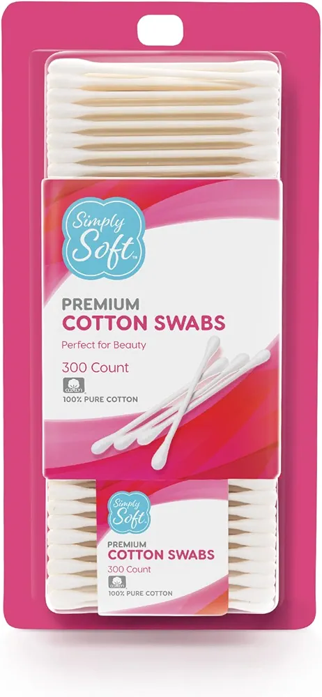 Medline Simply Soft Cotton Tip Applicators, Cotton Swabs with Double Round Tips, 300 Count