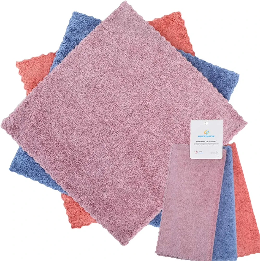 Face Makeup Remover Cloths Wash Cloth for Face Towels Facial Cleaning Wipes Reusable Soft for Sensitive Skin Erase Mascara, Eyeliner, Foundation, Lipstick with Just Water 12 inch X 12 inch