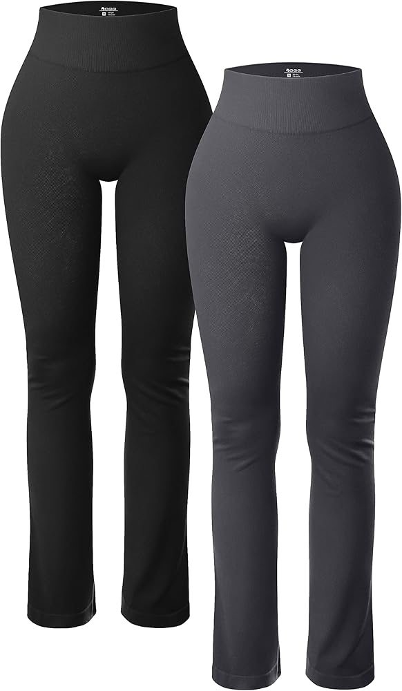 OQQ Women's 2 Piece Yoga Pants Ribbed Seamless Workout High Waist Athletic Straight Leg Leggings