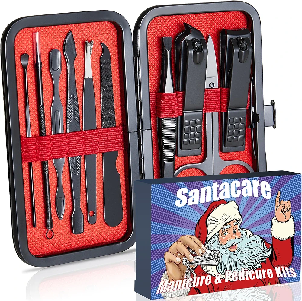 Manicure Set Professional Fingernail and Toenail Clipper Cutters Set Stainless Steel Nail Manicure Kit 10 Pieces Mens Grooming Set Nail Care Tools with Portable Black Leather Travel Case