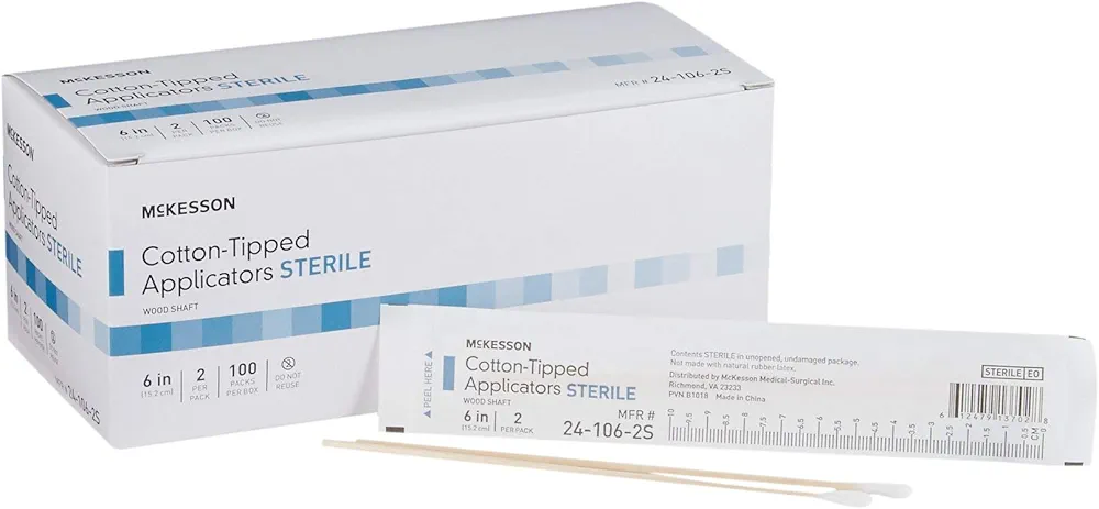 McKesson Cottontip Applicator Sterile 6" - Box of 200 - Model 24-106-2s